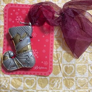 Brighton Silver and Gold Holiday Stocking Ornament